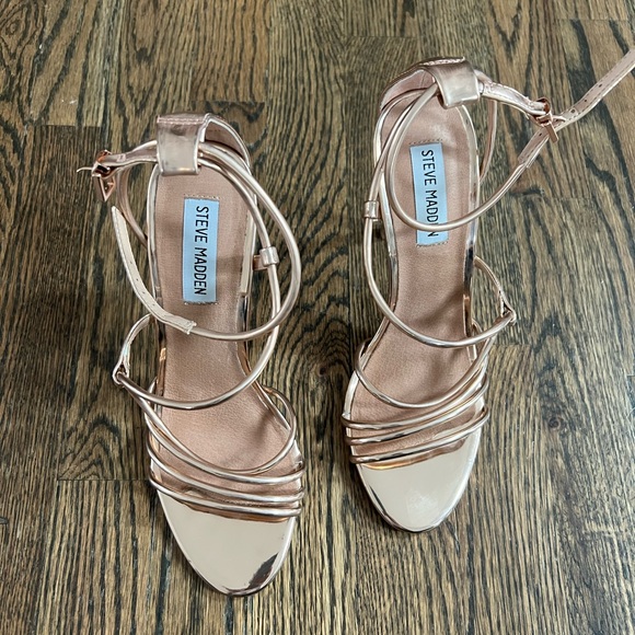 Steve Madden Rose Gold Strappy Heels - Picture 5 of 10